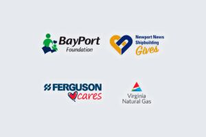 BayPort Foundation, Ferguson Cares, Newport News Shipbuilding Gives, and Virginia Natural Gas logos